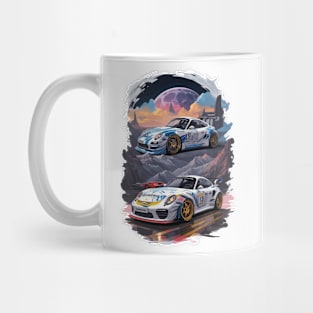 Vintage Racing Cars Space Scene Mug